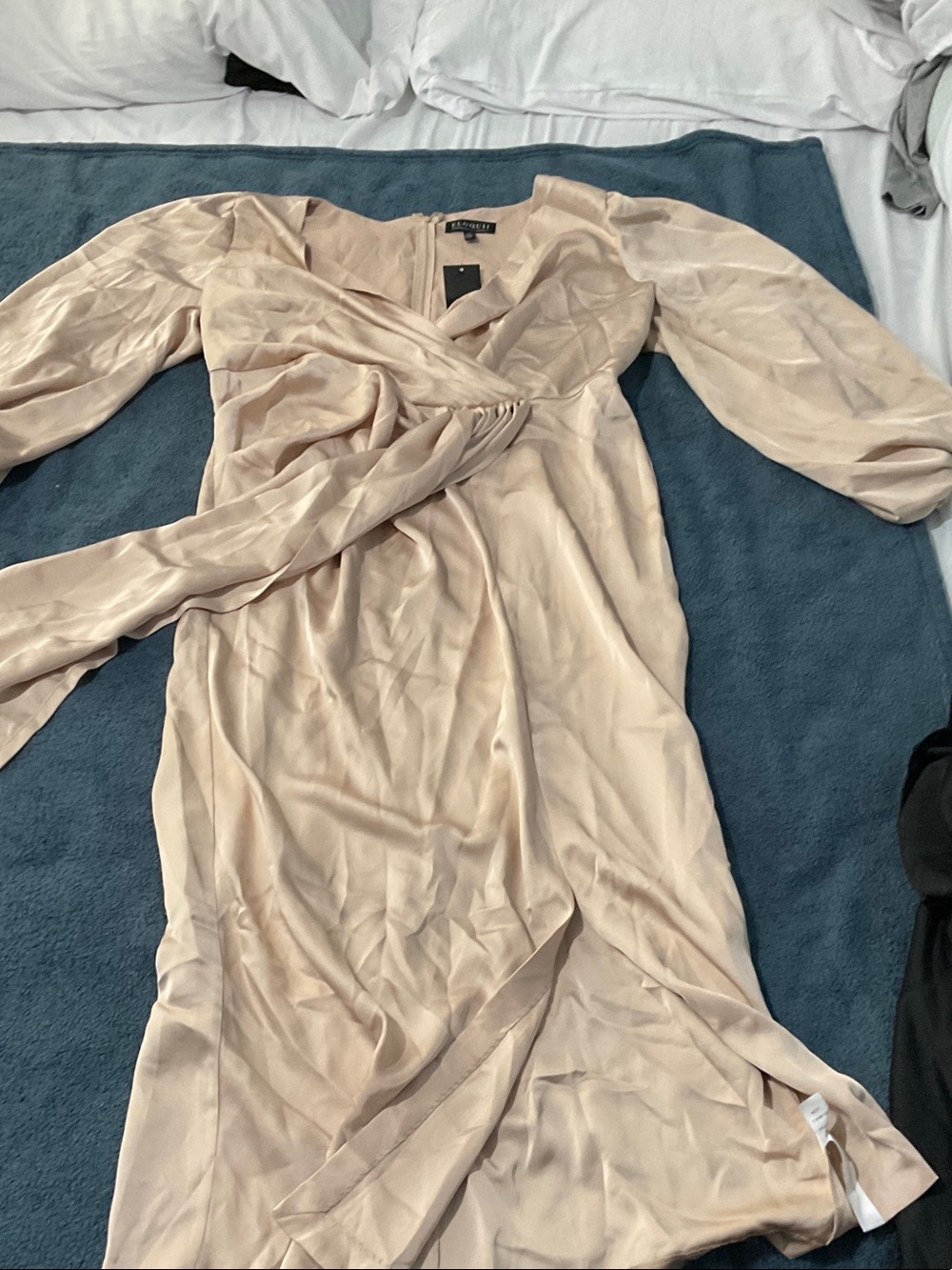 Eloquii Champagne Cream Wrap Midi Dress
